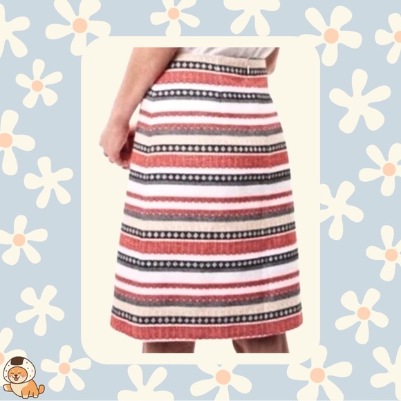 LOFT Outlet Geometric Striped Embroidered/Textured Mini Skirt, Sz 4 - Picture 3 of 8